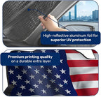 GENANY Golden Flag Windshield Sun Shade for Car SUV Truck (55x30 Inches), Sun Shade Windshield, Shades for Front Windows, Protector Blocks UV, Car Decor
