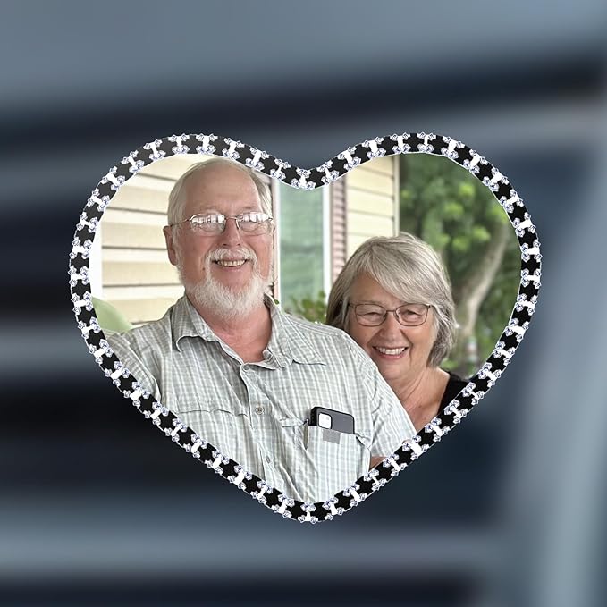 Custom Pictures Car Air Freshener Vent Clips, Personalized Black Rhinestone Photo Frame Air Fresheners Outlet Clips, Car Decoration In Memory of Someone (B-Heart Rhinestone-Bordered)