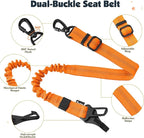 Pawaboo Dog Seat Belt Harness for Car, Dog Car Harness Seatbelt with Double Clips, Adjustable Breathable Pet Vest & Dogs Safety Tether with Elastic Bungee for Small Medium Large Pet, S, Orange/Black