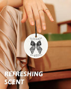 Black Christian Round Car Air Freshener 4 Pcs, Girly Black Bow Floral Religious Hanging Air Freshener for Cars Closet Drawer Books, Cute Preppy Christian Car Accessories Mirror Decor for Women