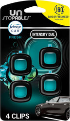 Febreze Car Air Freshener, Odor-Fighting Automotive Vent Clip, Scented Car Accessories, Long Lasting for Strong Odors, Unstopables Fresh Scent, .07 fl oz, 4 Count