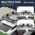 ARKSEN 54 x 34 x 6 Inch Universal Roof Rack with Extension, 600D Waterproof Bag, 2 Ratchet Straps&Net, 150 LBS Capacity Heavy Duty Rooftop Cargo Basket for SUV, Truck, RV, Pickup