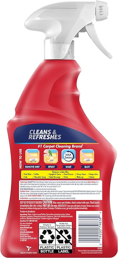 Resolve Carpet_Cleaner Multi-Fabric_Cleaner and Upholstery Stain Remover, Carpet Cleaner Spray, 22 fl oz (Pack of 2)