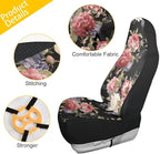 Dark Vintage Floral Flowers Print Car Seat Covers Set of 2,Seamless Floral Pattern with Peonies Watercolor Universal Auto Front Seat Protector for Women Cute Car Accessories Fit for Car Truck