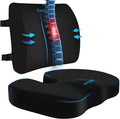 Ergonomic Seat Cushion & Lumbar Support Pillow - Memory Foam for Sciatica Pain Relief & Posture Correction, Non-Slip Chair Cushions for Office Chair/Car/Wheelchair/Travel (Black)