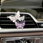 Cute Dual Butterfly Air Vent Clips, 2Pcs Dual Butterfly Diamond Car Air Fresheners Vent Clips, Car Air Conditioning Outlet Clip Decorative Interior Accessories(Pink)