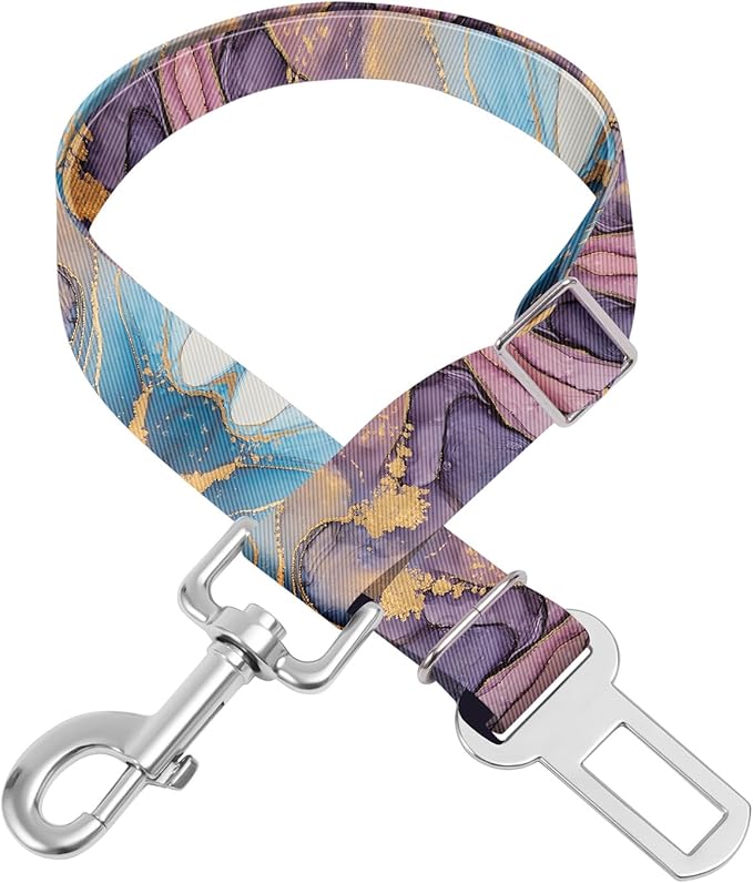 Adjustable pet cat and Dog car seat Belt，The Lanyard is Flexible and Adjustable from 20 to 33 inches(Light Luxury Marble)