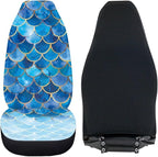 Gradient Blue Mermaid Scale Print Universal Car Seat Covers Front Seats Only for Women,Fit for Most Cars