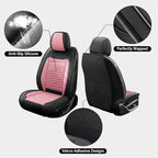 Truck Seat Covers Full Set Fit for Toyota Tacoma 2001-2026, Premium Faux Leather Car Seat Protector,Breathable Anti-Slip Full Wrapping Edge Seat Covers(Black&Pink,Full Set)