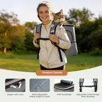 Lekereise Pet Carrier Backpack Expandable Cat Backpack for Medium Dogs and Large Cats 20-25 Lbs,14“L * 12.5" W * 16.14" H, Grey