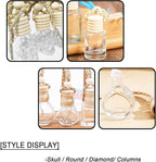 7 PCS MINI Cute Glass Bottle with Suspended Wooden Cover and Plastic Dropper,Car Air Freshener Perfume Bottle,Empty DIY Bottle Décor