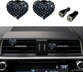 2PCS Bling Heart Air Vent Clips, Heart Shaped Crystal Air Freshener Vent Clips, Rhinestone Air Conditioning Outlet Clip, Universal Interior Decor Car Accessories for Women Girl (Black)