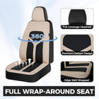 FLORICH Car Seat Covers Front Seat, Universal Seat Cover 2 Seats, Automotive Seat Covers with Mesh Leather, Waterproof Car Seat Protector, Breathable Car Seat Cushion for Most Car SUV Truck Beige