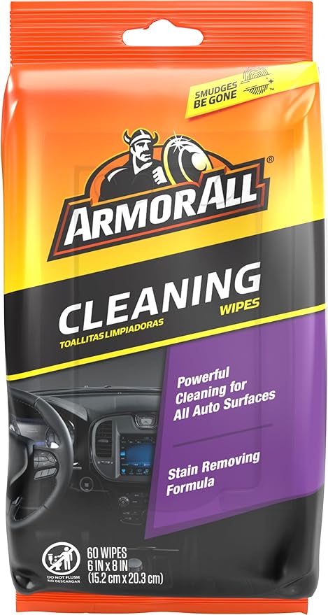 Armor All Car Interior Cleaner Wipes, Interior Cleaning Wipes for Cars, Trucks, Motorcycles, 60 Each