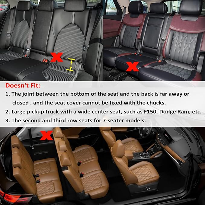 GIANT PANDA Premium PU Leather Rear Car Seat Cover Protector, Luxury Adjustable Anti-Slip Bottom Bench Seat Cover (49~59''),Fits 90% of Vehicles, Back Seat Cover, Grey