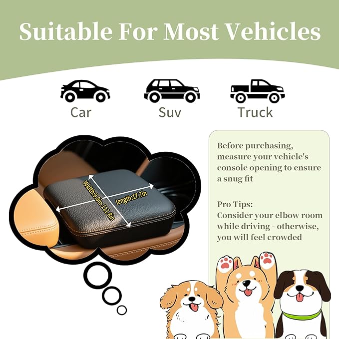 Cullaby Center Console Small Dog Car Seat Portable Puppy Booster Armrest Carseat, Anti-Collapse Comfort Car Travel with Washable Fluffy Cushion and Pillow (Coffee Color, Extar Small armrest lid)