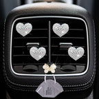 4 Pcs Silver Bling Heart Air Vent Clips, Heart Car Air Fresheners Vents Clips Car Diffuser Diamond Car Interior Decor Charm Cute Cars Accessories Cars Decoration for Women + Cute Butterfly Mask Hook