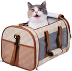 Soft-Sided Kennel Pet Carrier for Small Dogs, Cats, Puppy, Airline Approved Cat Carriers Dog Carrier Collapsible, Travel Handbag & Car Seat (Orange Diamond Print, 19" L x 11" W x 11" H)