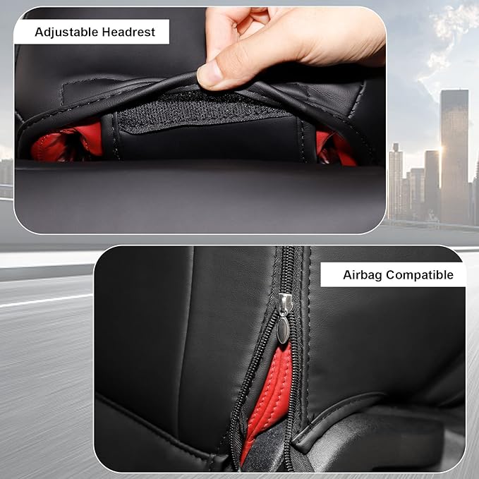 for Ford Mustang Seat Cover Custom Fit Hardtop Coupe 2015-2026 Leather Car Seat Covers Full Set (M-Black)