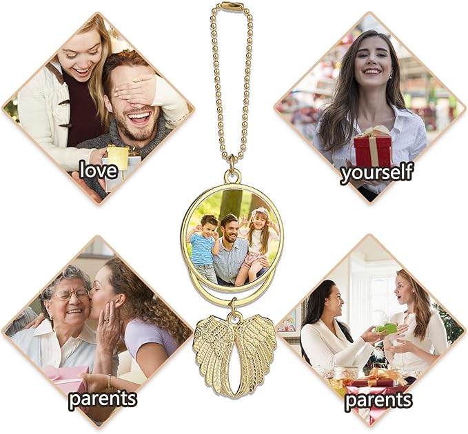 Personalized Photo Car Hanging Decor Accessories, Double-Sided Custom Picture Car Air Freshener Ornament, Car Charms for Rear View Mirror (No Scent)