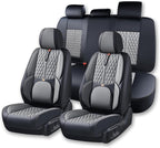 Car Seat Cover Full Set, Universal Car Seat Cover for Cars, Black and Gray, with Lumbar Support, Premium Artificial Leather, Waterproof and Easy to Clean, Airbag Compatible