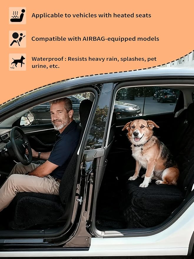 Universal Car Seat Cover Towel, Waterproof Washable Sweat Protection for Front Bucket Seats, Non-Slip Fit, Fits Cars SUVs Trucks, Ideal for Gym, Kids, Pets, Outdoor Sports, Travel (Black, 2 Pack)