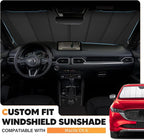 KUST Windshield Sun Shade for Mazda CX-5 2018-2025 Foldable Thicken Window Sunshade UV Protection Keep Cool Sunshield Easy Install Sun Visor Accessories Aluminum Film