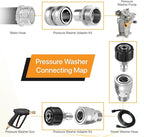 Twinkle Star Pressure Washer Adapter Set, Stainless Steel Quick Disconnect Kit, M22 14 mm Quick Connect Swivel to 3/8'' Quick Connect Fittings, 3/4" to Quick Release 8 Sets