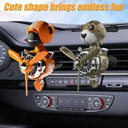 2Pcs Car Air Fresheners, Cute Bear Pilot Automotive Air Outlet Creative Car Perfume Diffuser, Automotive Accessories Air Vent Decoration with 8 Fragrant Tablets (Orange 1+Green 1)