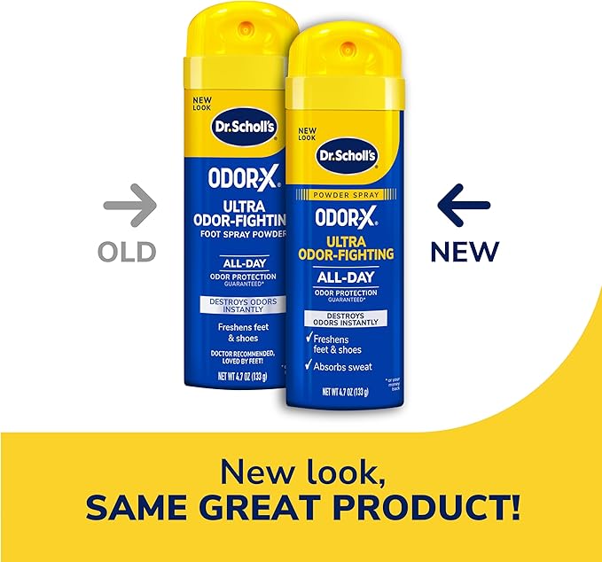 Dr. Scholl’s Odor-X ODOR-FIGHTING Spray-Powder // All-Day Odor Protection and Sweat Absorption - Packaging May Vary