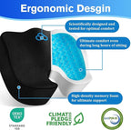 Seat Cushion, Gel Chair Cushions, Office Chair Cushions, Anti-Slip Bottom & Removable Cover Tailbone Pain Relief Cushion, Memory Foam Seat Cushion, 5.28 in Thick (Black)