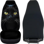 BIGCARJOB Durable Washable Black Cat Car Seat Covers 2pc Front Seat Only Ultra-Soft Universal Auto Drive Seat Protector Cover