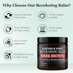 Leather Color Restorer, Leather Recoloring Balm, Scratch Remover, Leather Dye, Leather Paint, Leather Repair Kit for Furniture Couches Car Seats Shoes Bags, Dark Brown