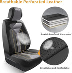 Car Seat Covers Fit for Kia Sorento 2007-2023 2024 2025 Custom Faux Leather Front Set Breathable Seat Cover Fit for Sorento (2 Seat,Black&Grey)
