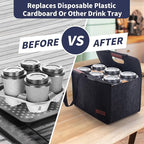 6 Cup Drink Carrier with Handle, Reusable Insulated Drink Caddy Drink Holder for Car, Folding Portable Coffee Cup Holder Bag for Travel and Delivery