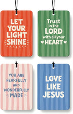 Inspirational Christian Car Air Freshener 4 Pcs Coconut Scented, Preppy Religious Car Accessories Mirror Decor for Women, Girly Christian Hanging Air Freshener for Cars Closet Drawer Books