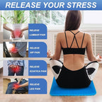 Gel Seat Cushion for Long Sitting-Two Sizes Gel Cushion(Thick＆Large)19"x17.5"x2.8"/38"x17.5"x1.4"(Fold/Expand), Pressure Relief Cushion for Office Chair, Egg Cushions for Wheelchair, Gel Pad for Car