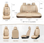 Coverado Car Seat Cover, Cover for Cars Front Seat, Premium Leather, Universal Fit Waterproof Seat Protectors, Car Seat Cushion Non-Slip for Most Cars-Beige