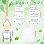 48 Sets Hanging Car Air Freshener Diffuser Bottles Bulk with Car Diffuser Instructions Car Card Empty Glass Essential Oil Diffuser Bottles Fragrance Perfume Pendant Bottle for Staff Employee