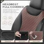 Coverado Car Seat Covers Full Set, Leather Seat Covers for Front and Back Seat, Waterproof Car Seat Protectors with Splicing Design, Automotive Seat Cushions Universal for Most Cars, Black & Coffee