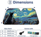 GENANY Cat Starry Night Windshield Sun Shade for Car SUV Truck (64x32 Inches), Art Sun Shade Windshield, Shades for Windows, Protector Blocks UV, Car Decor