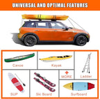 Universal Car Soft Roof Rack Pads Luggage Carrier System for Kayak Surfboard SUP Canoe Include 2 Heavy Duty Tie Down Straps, 2 Tie Down Rope, 2 Quick Loop Strap (Use with Cross Bar)