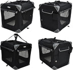 EliteField 4-Door Folding Soft Dog Crate with Curtains, Carrying Bag and Fleece Bed (2 Year Warranty), Indoor & Outdoor Pet Home (20" L x 14" W x 14" H, Black+4 Door Curtains)