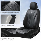 Coverado Car Seat Covers, 5 Seats Black Seat Covers for Car, Luxury Faux Leather Seat Cover, Front and Back Seat Cover, Waterproof Car Seat Protector, Universal Car Seat Cushions Fit for Most Vehicles