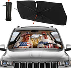 American Flag Chicken Car Windshield Sunshade Umbrella Funny Rooster Singing Sun Shade for Car Windshield Umbrella Upgraded Sunshades Blocks UV & Heat Front Window Shades for SUV Sedan Auto