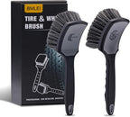 Wheel & Tire Brush Set, 2 Pack Car Wheel Brush & Tire Cleaner Brushes, Soft Bristle Rim Brush and Stiff Tire Scrub Brush, Scratch-Free Wheel Cleaning Kit for Car Detailing, Trucks, SUVs