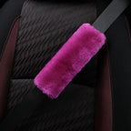 Soft & Cozy Australian Sheepskin Car Seat Belt Covers,2 Pack Fluffy Seatbelt Pads, Genunie Sheepskin Fur Shoulder Straps Cushions for Adults Kids Women and Men (Festival Fuchsia)