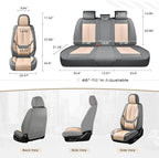 Coverado Seat Covers, Car Seat Covers Full Set, Leather Seat Covers for Cars, Car Seat Protector, Gray Car Seat Covers Front Seats and Back Seats Universal Fit for Most Cars Beige