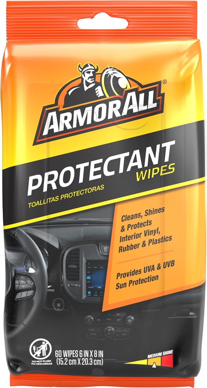 Armor All Car Protectant Wipes, Interior Car Wipes with UV Protection Against Cracking and Fading, 60 Wipes