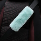 Soft & Cozy Australian Sheepskin Car Seat Belt Covers,2 Pack Fluffy Seatbelt Pads, Genunie Sheepskin Fur Shoulder Straps Cushions for Adults Kids Women and Men (Mint Green)